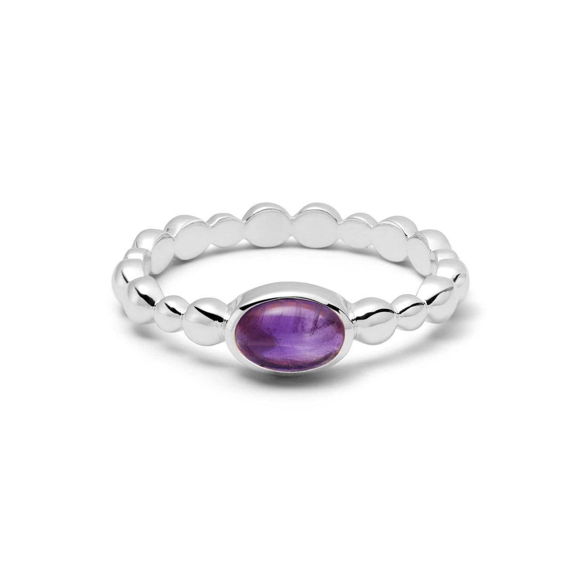 Amethyst Healing Stone Bobble Ring Sterling Silver