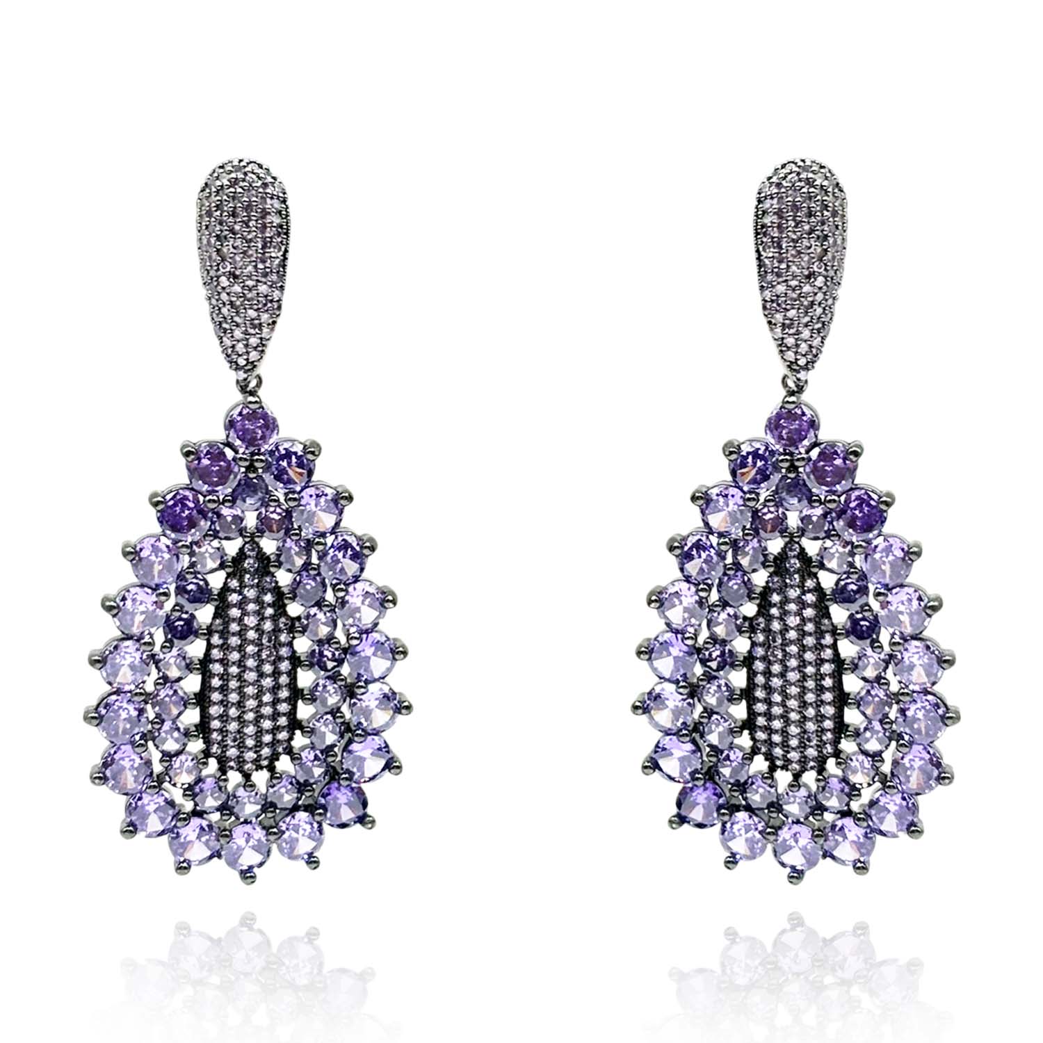 Amethyst Pave Cubic Zircounium Drop Earrings