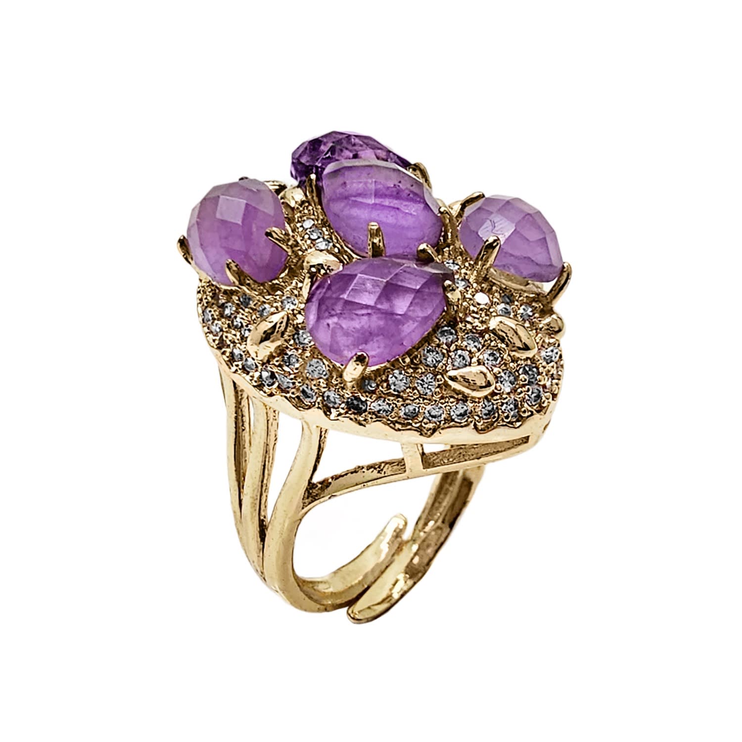 Amethyst Stones Cocktail Statement Ring