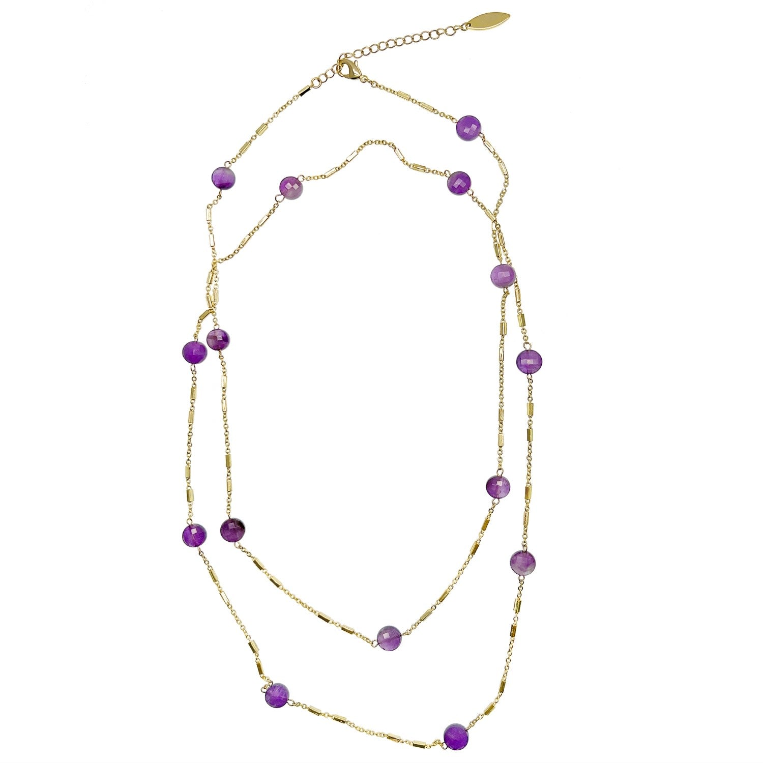 Amethyst Stones Long Chain Necklace