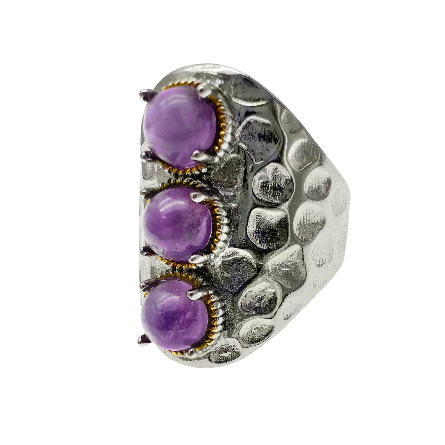 Amethyst Stones Nugget Adjustable Ring