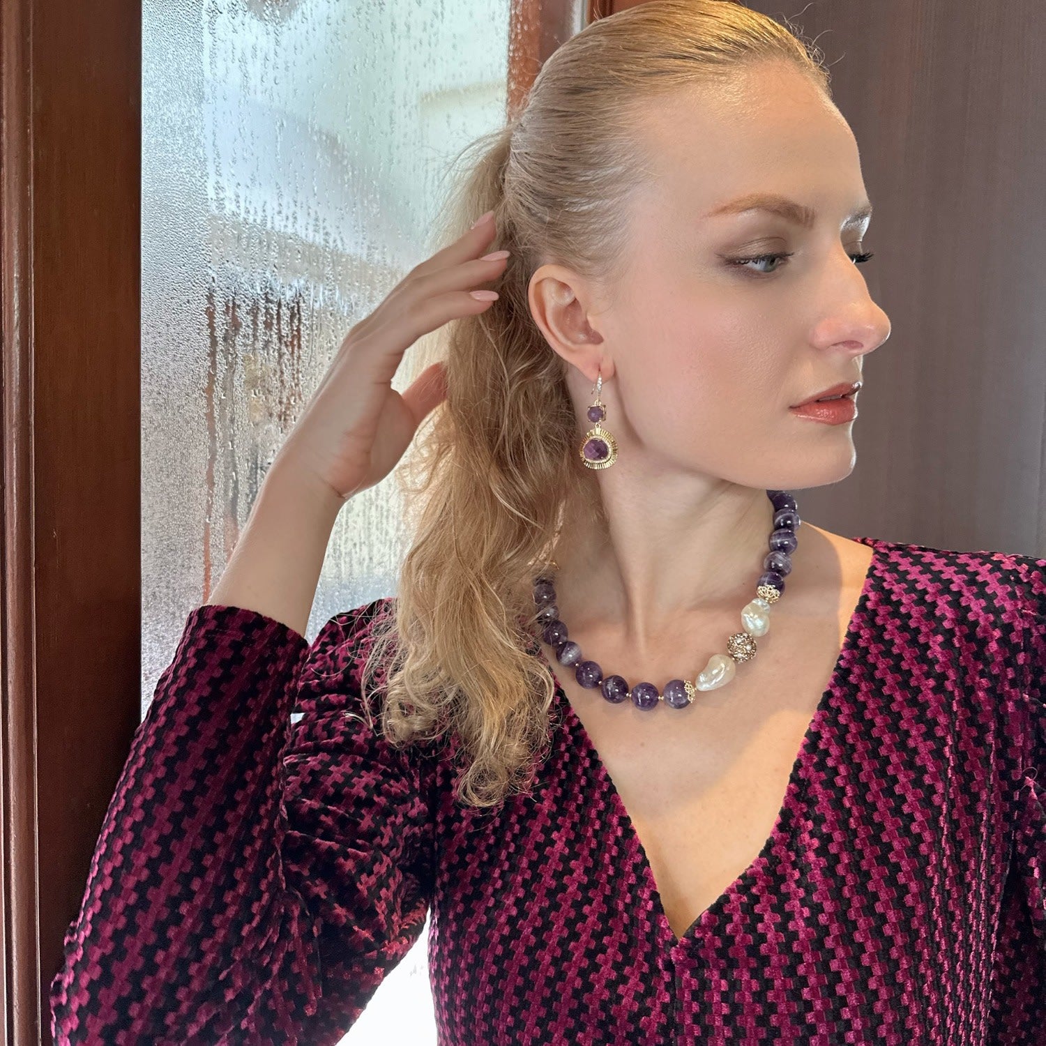 Amethyst Teardrop Dangle Earrings