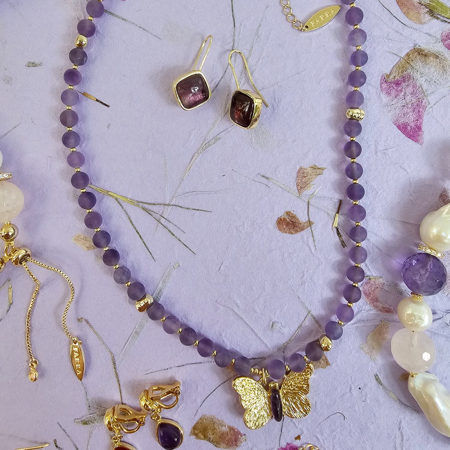 Amethyst With Butterfly Pendant Necklace