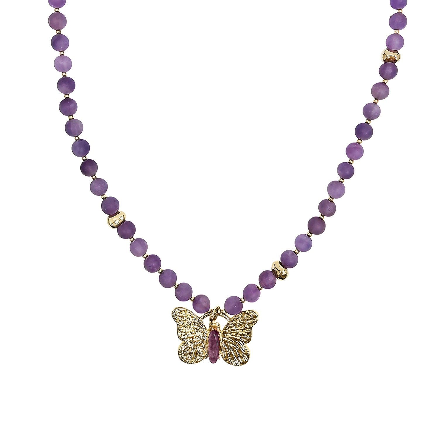 Amethyst With Butterfly Pendant Necklace