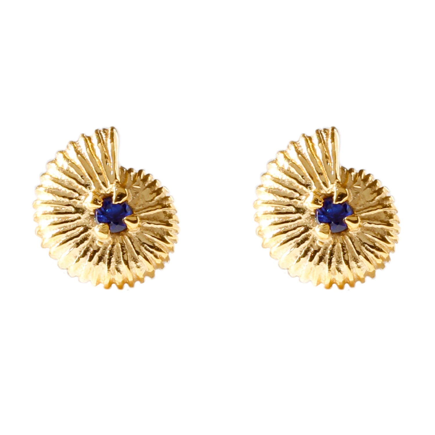 Ammonite Sapphire Earrings - Gold