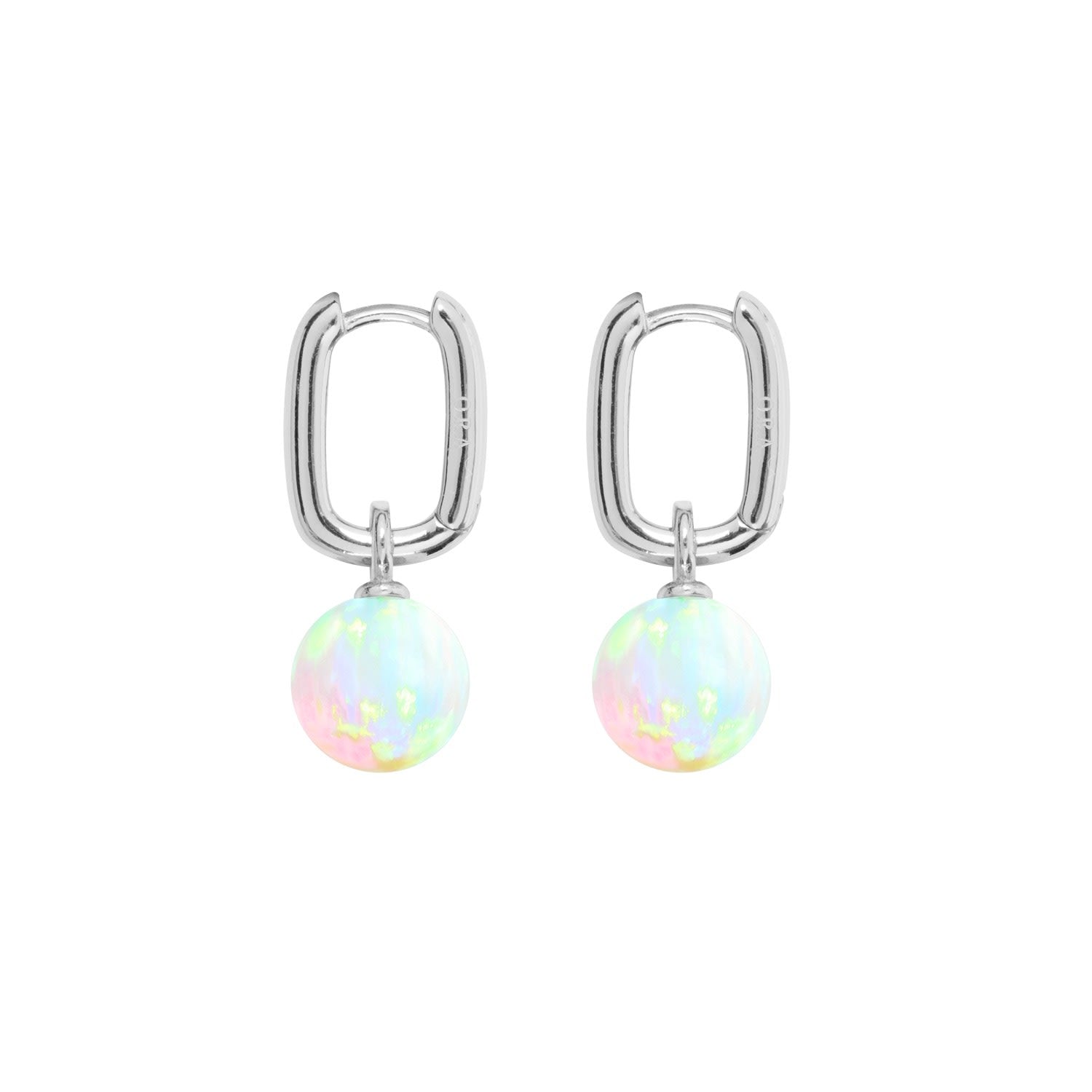 Aetia Sea Opal Hoop Earrings - Silver
