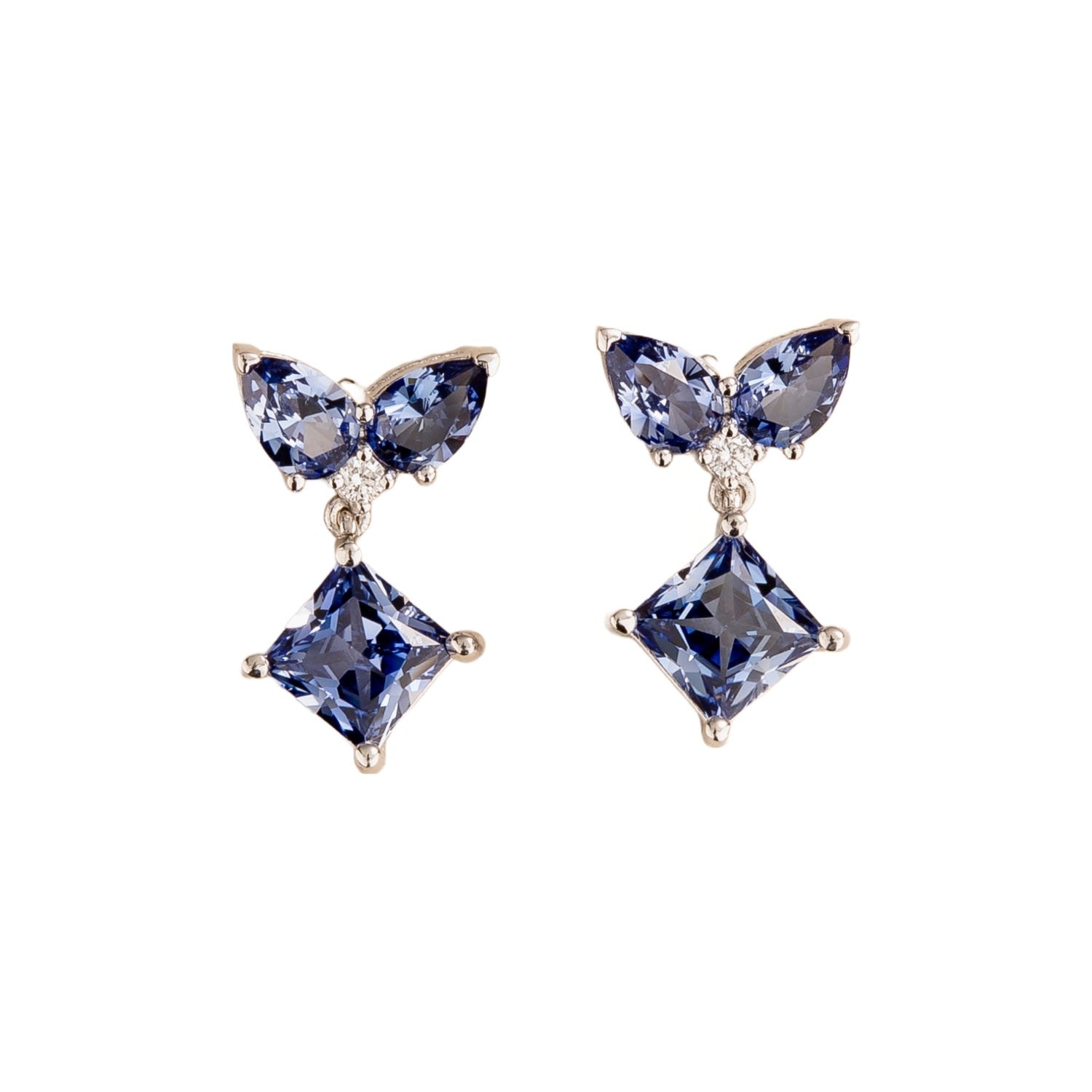 Amore White Gold Earrings Ceylon Blue Sapphire & Diamonds