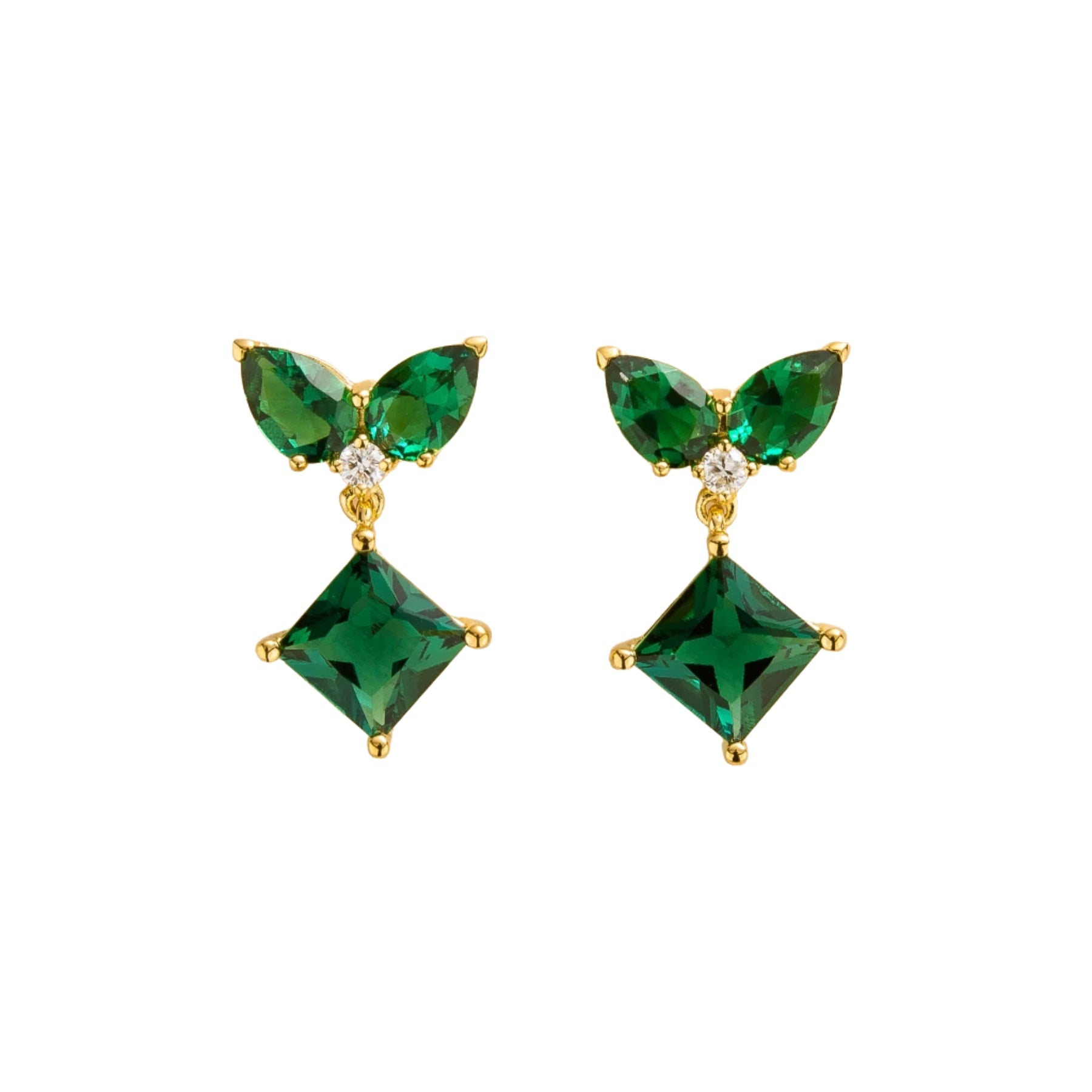 Amore Gold Earrings Emerald & Diamond