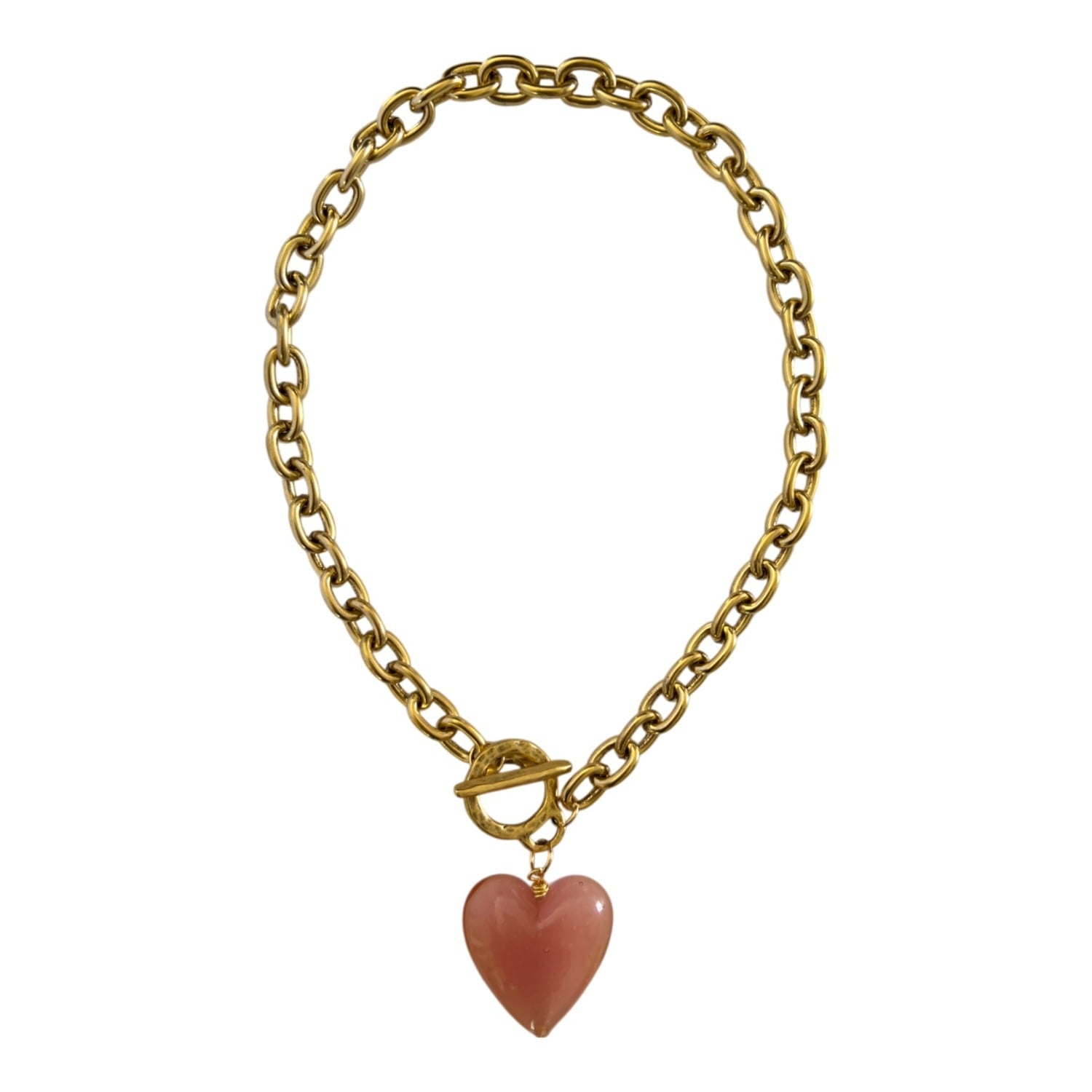 Amore Heart Necklace - Peach Pink