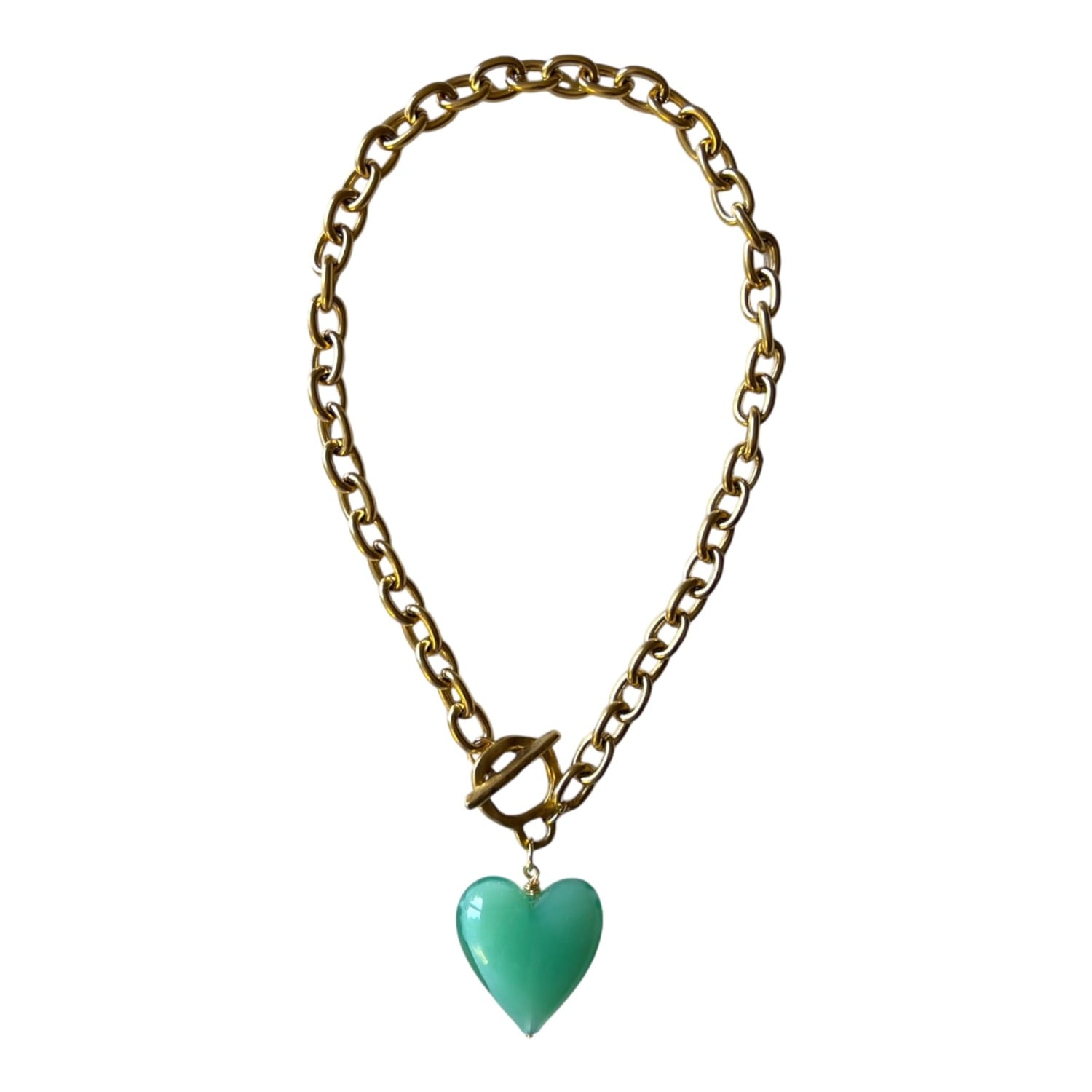 Amore Heart Necklace - Seafoam Green