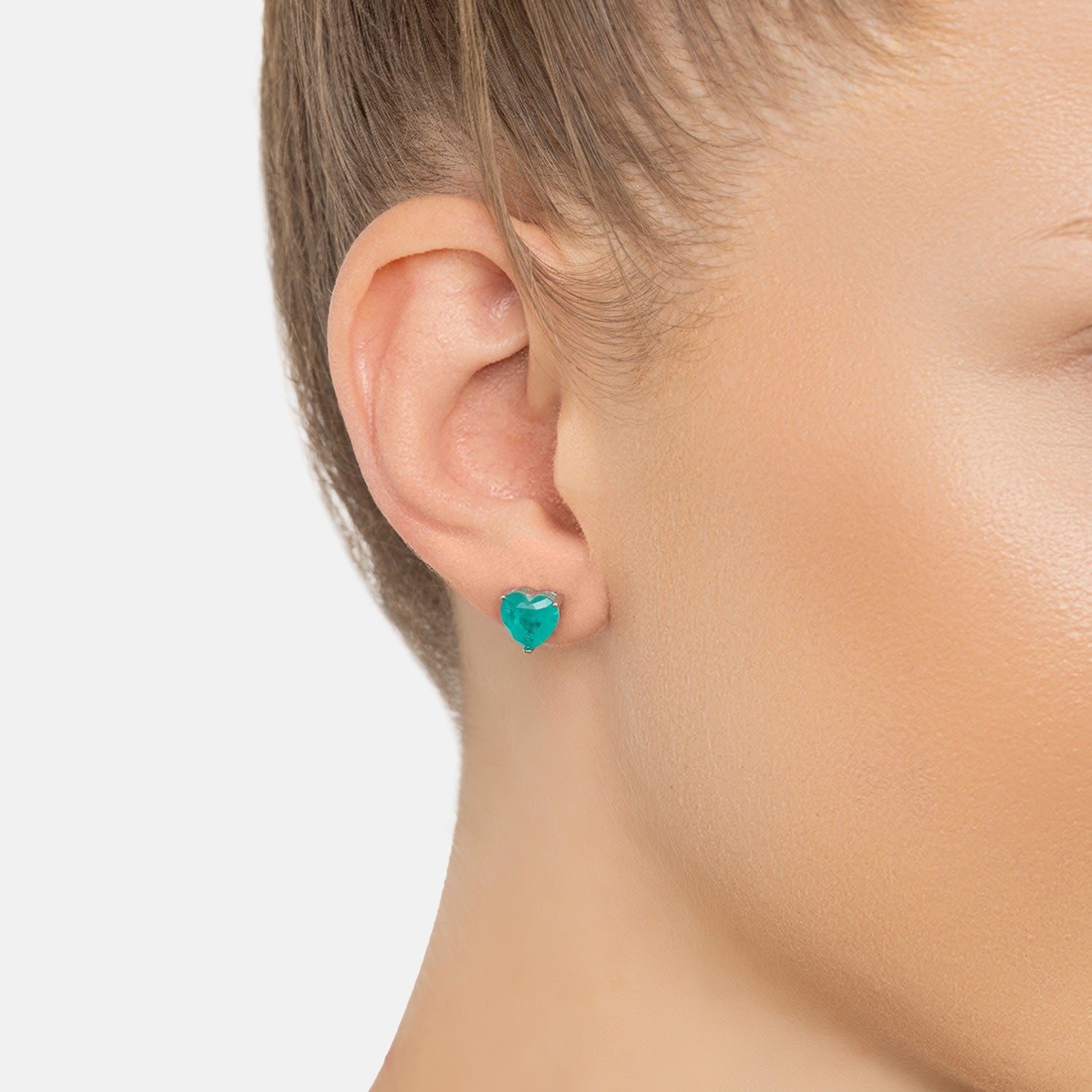 Amore Heart Stud Earrings Paraiba Tourmaline Silver