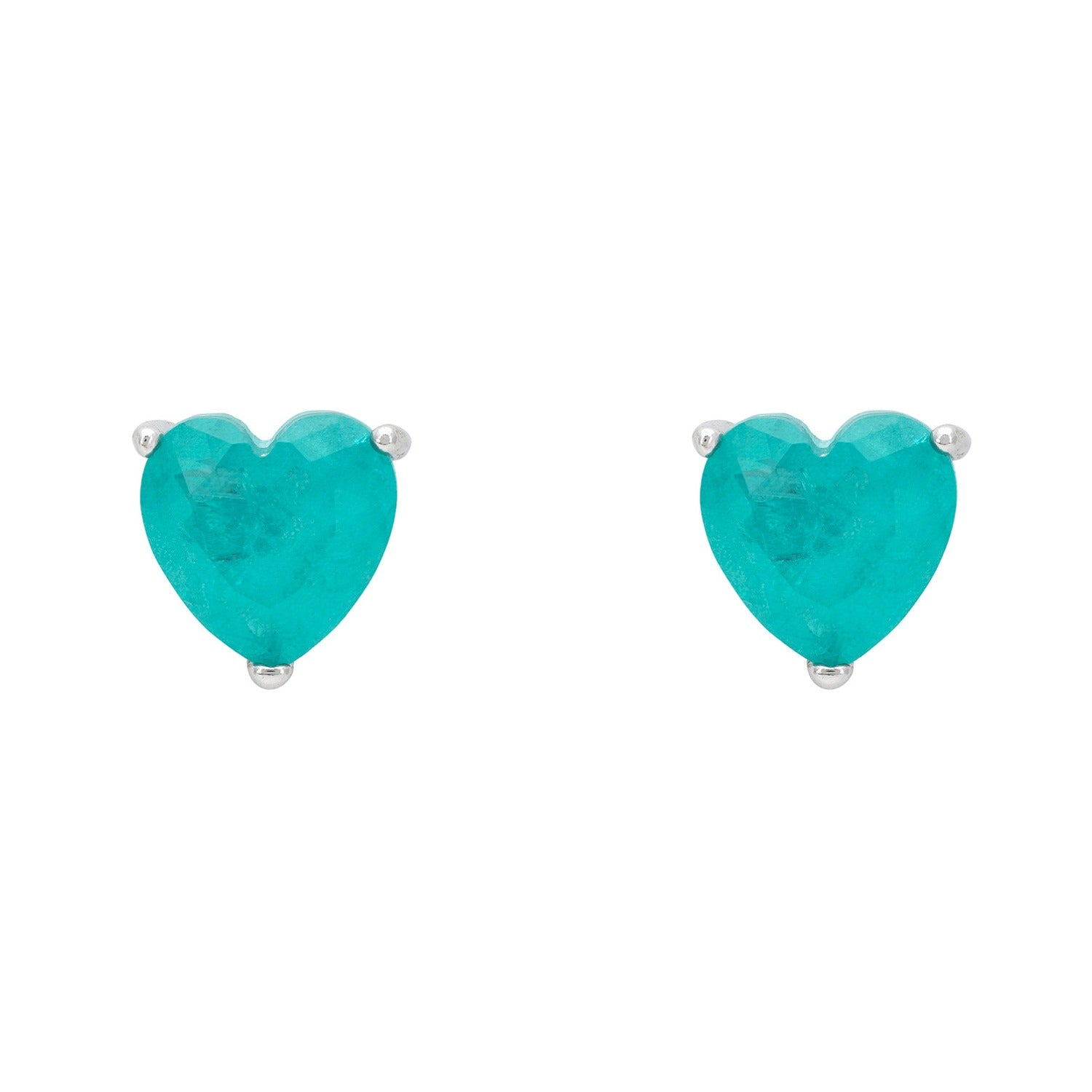 Amore Heart Stud Earrings Paraiba Tourmaline Silver