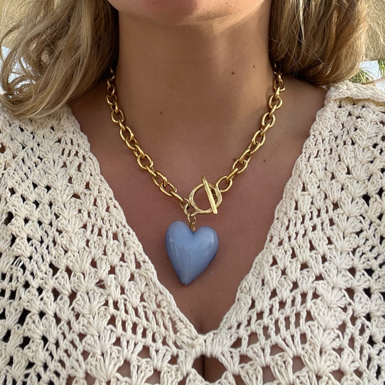 Amore Heart Necklace - Bella Blue