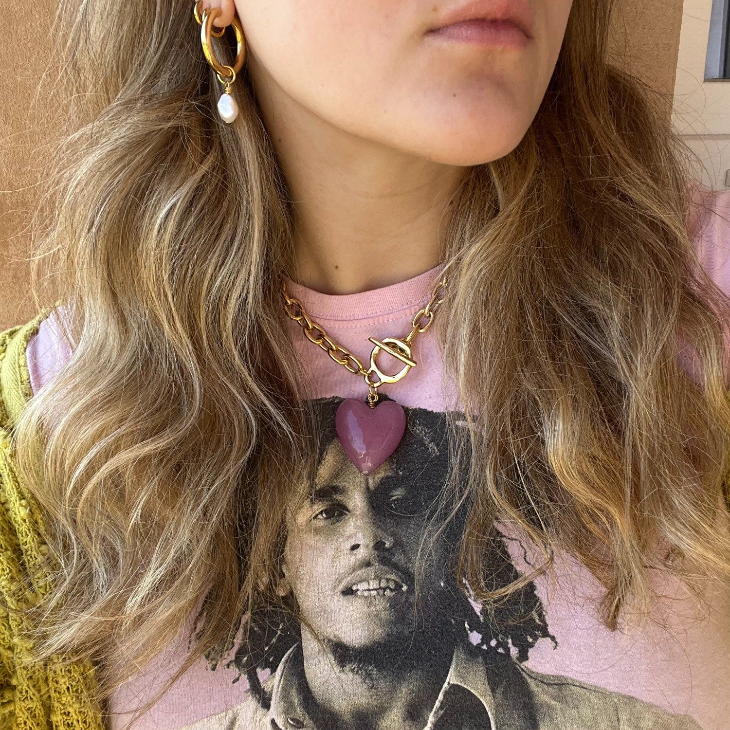 Amore Heart Necklace - Muted Mauve