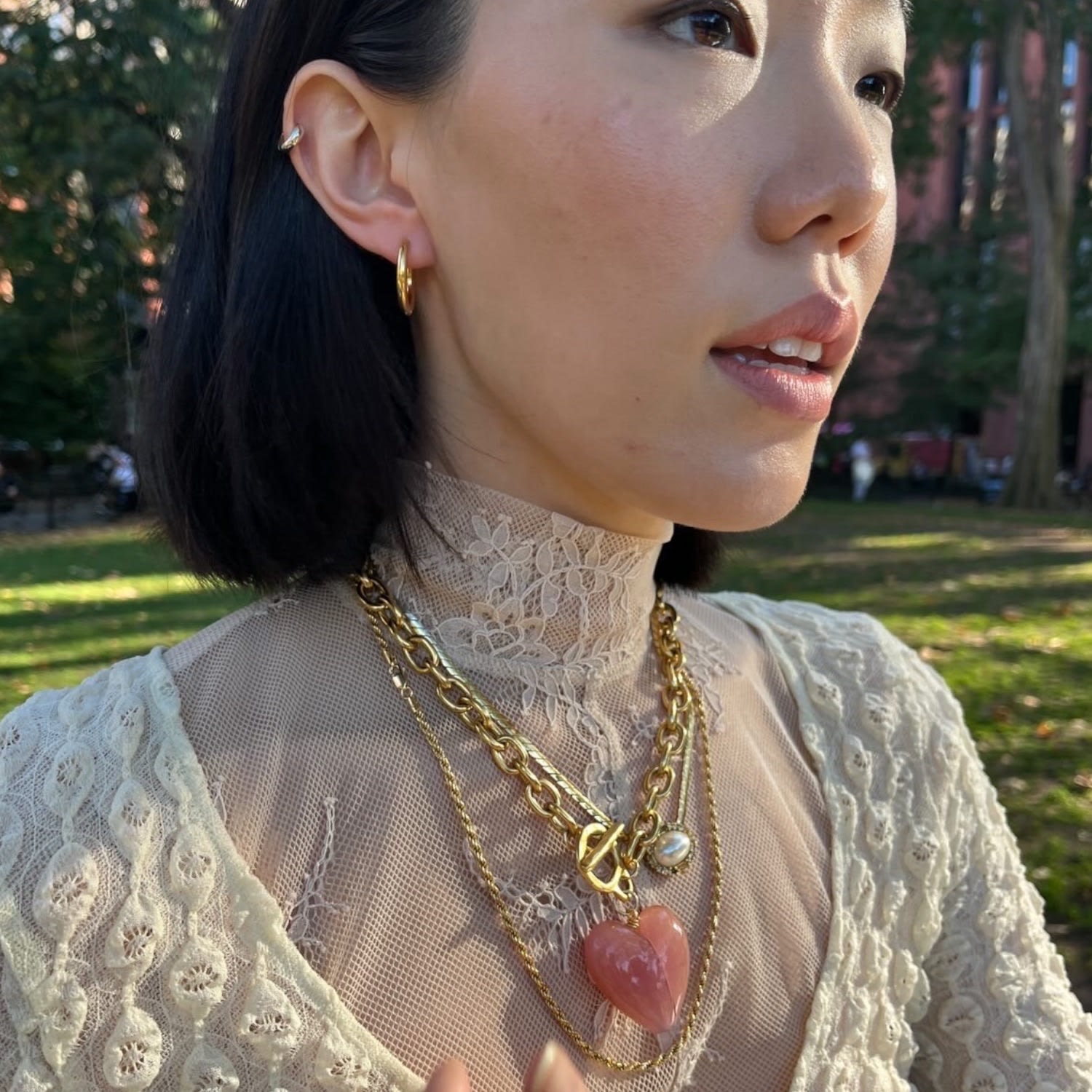 Amore Heart Necklace - Peach Pink