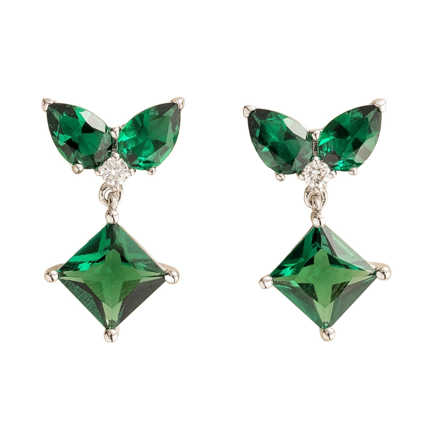 Amore White Gold Earrings Emerald & Diamond