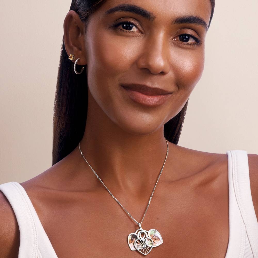 Amorette Photo Pendant Necklace with Diamond in Sterling Silver - Image Necklace
