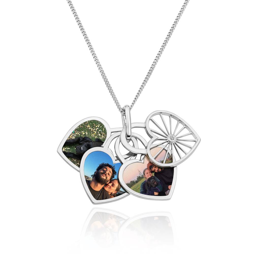 Amorette Photo Pendant Necklace with Diamond in Sterling Silver - Image Necklace