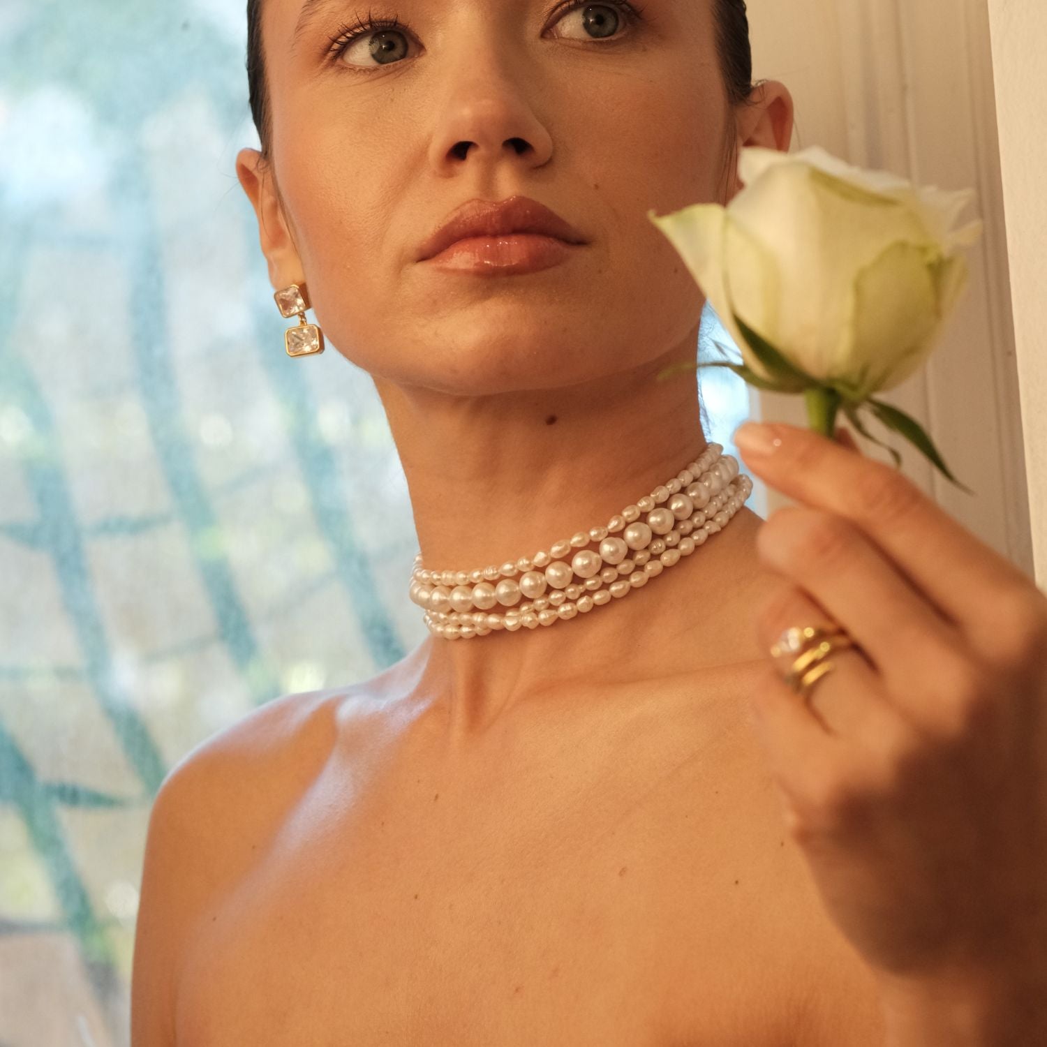 Amour Multi Pearl Choker, Wedding Pendant