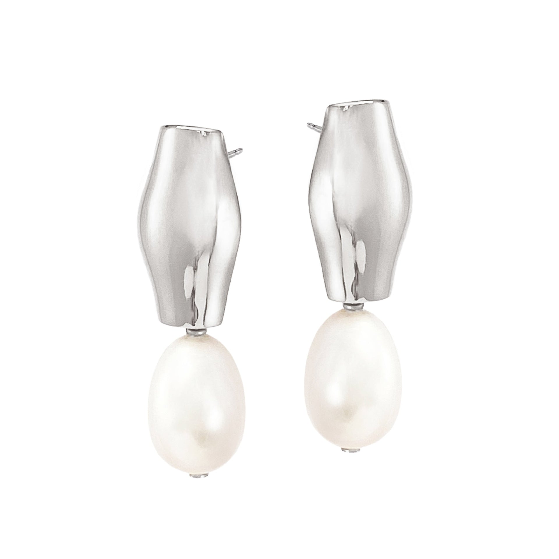 Amphora Pearl Studs - Silver