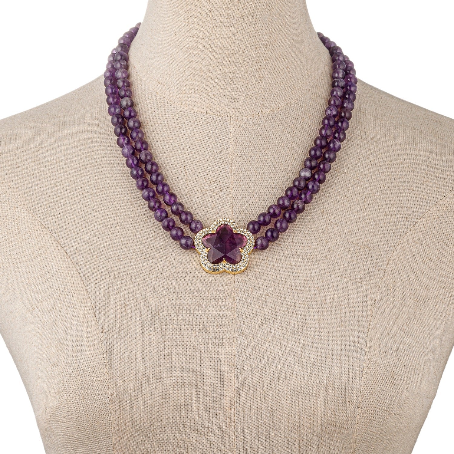 Amy Amethyst Double Beaded Necklace