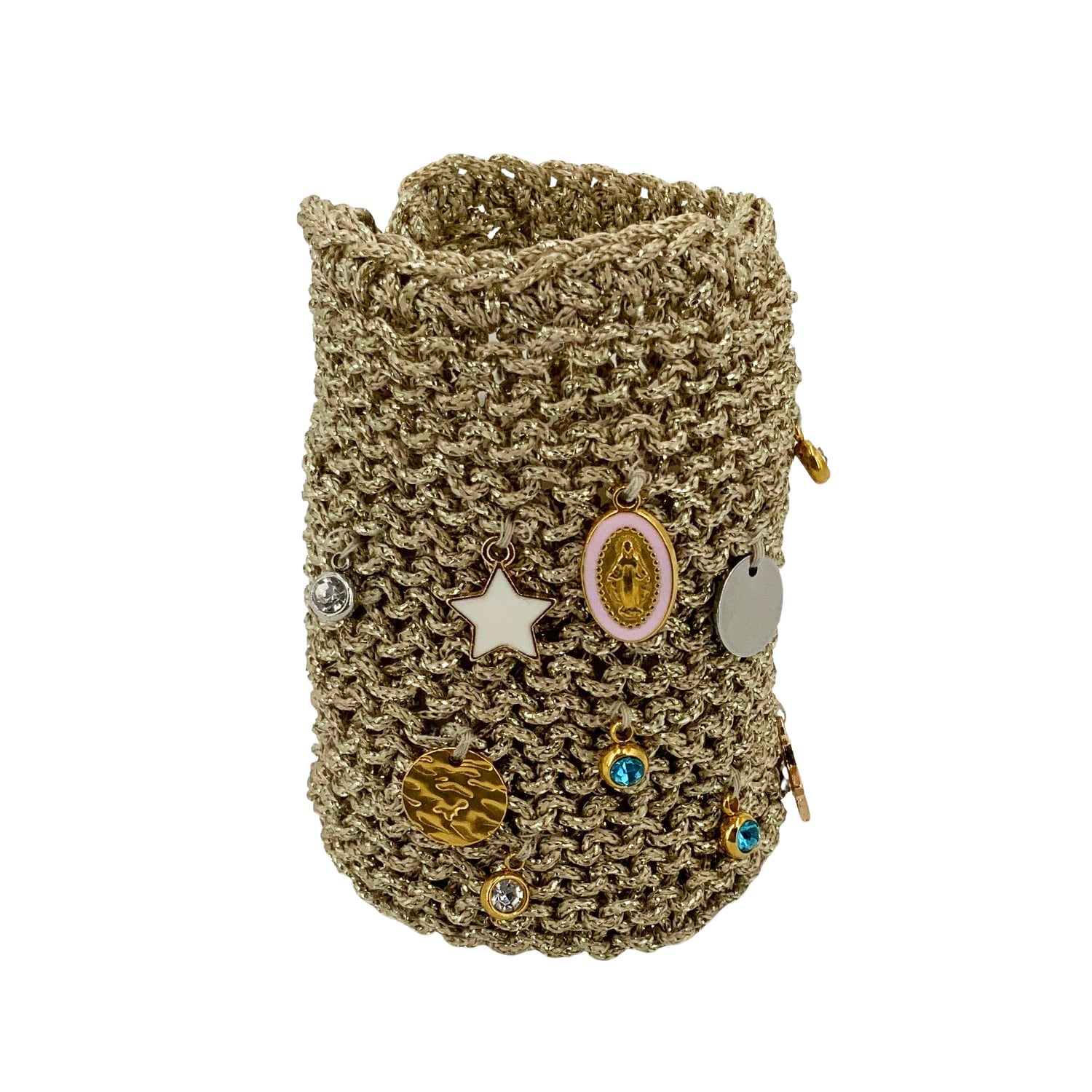 Catalina Bracelet With Charms | Hand Knitted | Gold