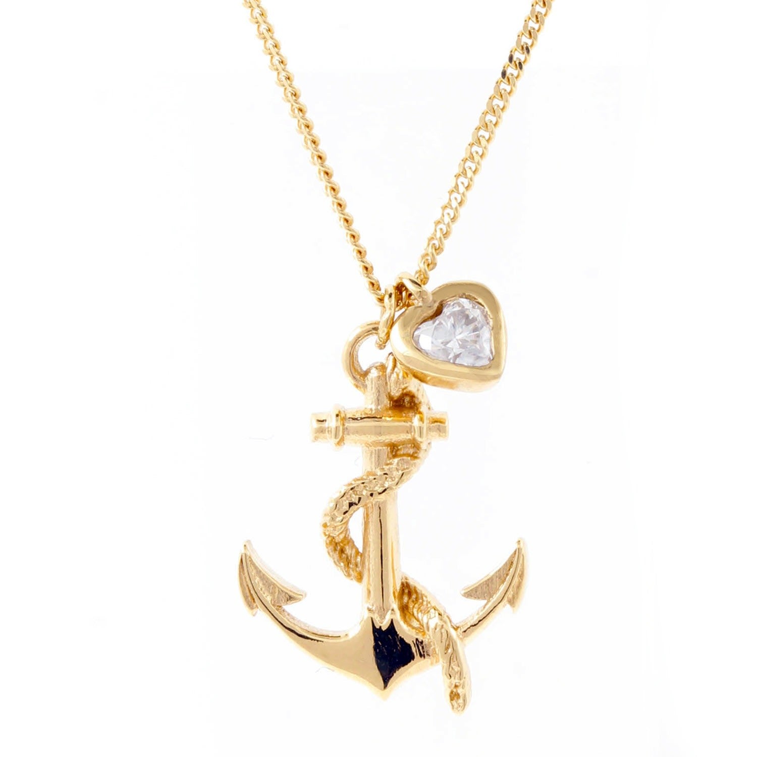 Anchor & Heart Diamond Necklace – Gold