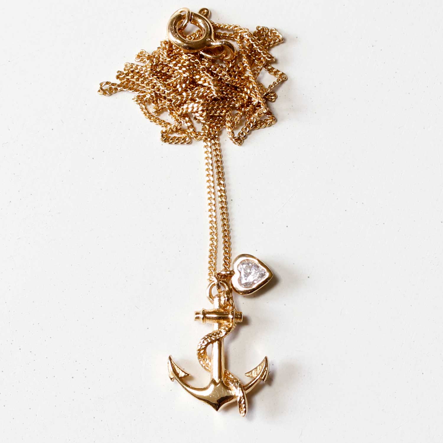 Anchor & Heart Diamond Necklace – Gold