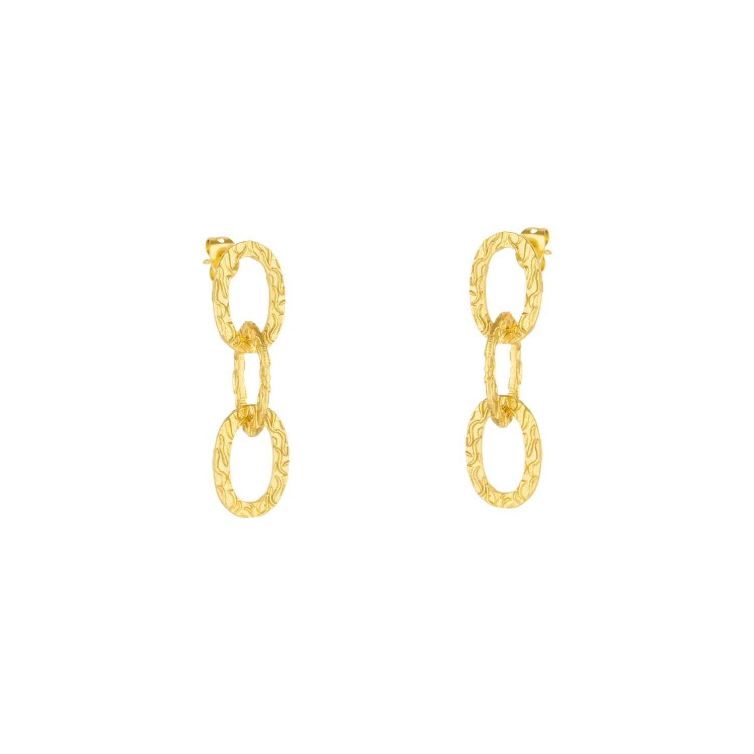 Ancient Allure Textured Gold Large Chain Drop Earring