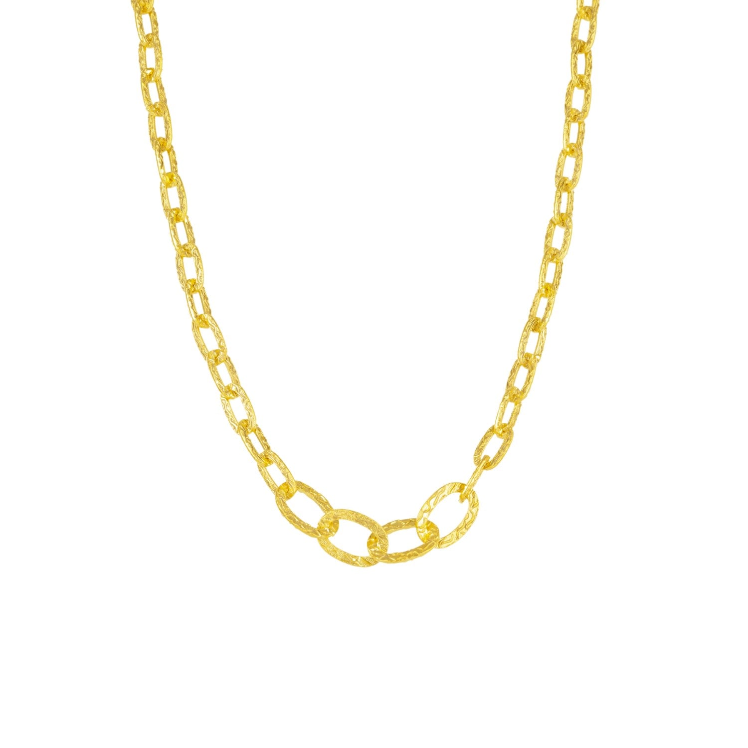 Ancient Allure Textured Gold Plated Link Necklace