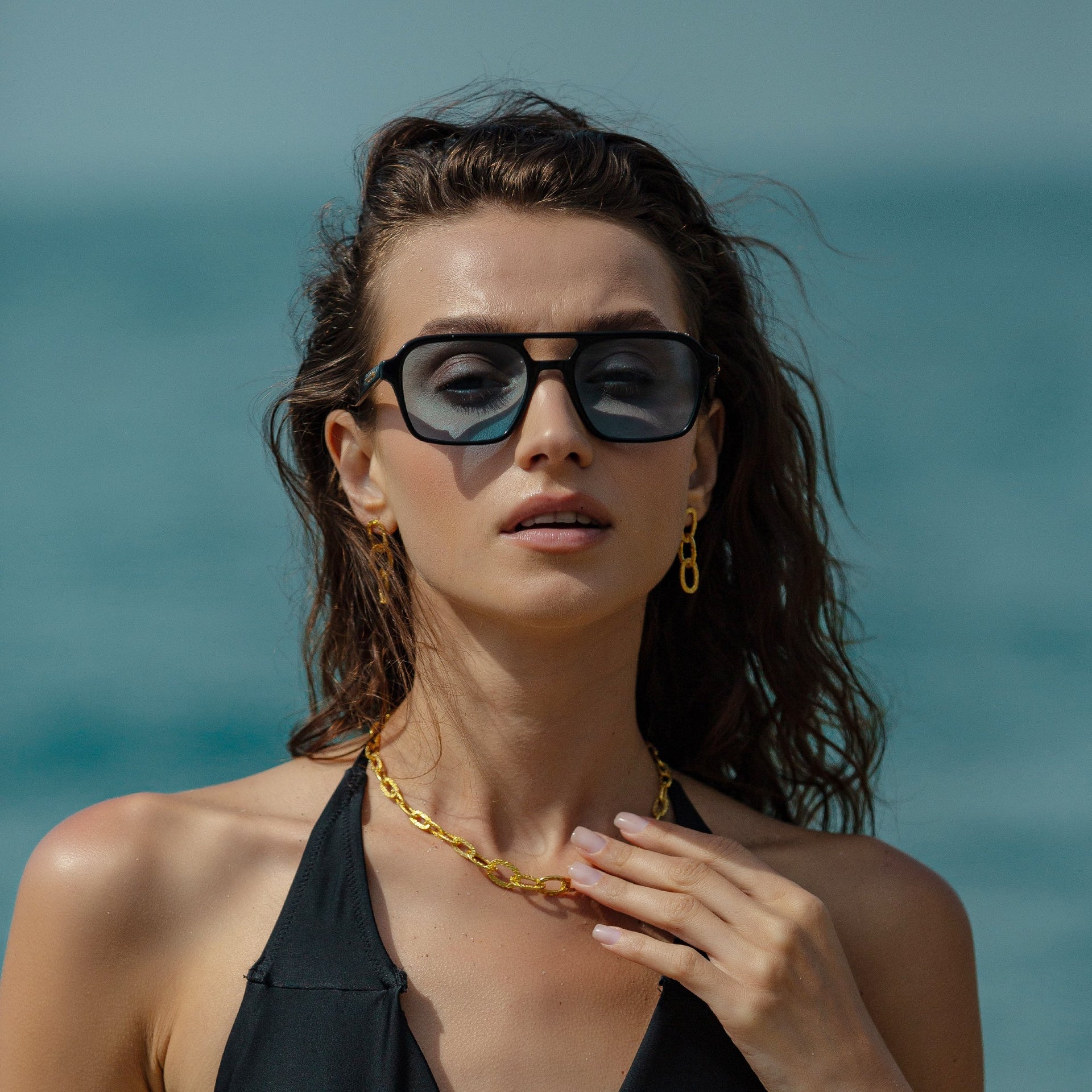 Ancient Allure Textured Gold Plated Link Necklace