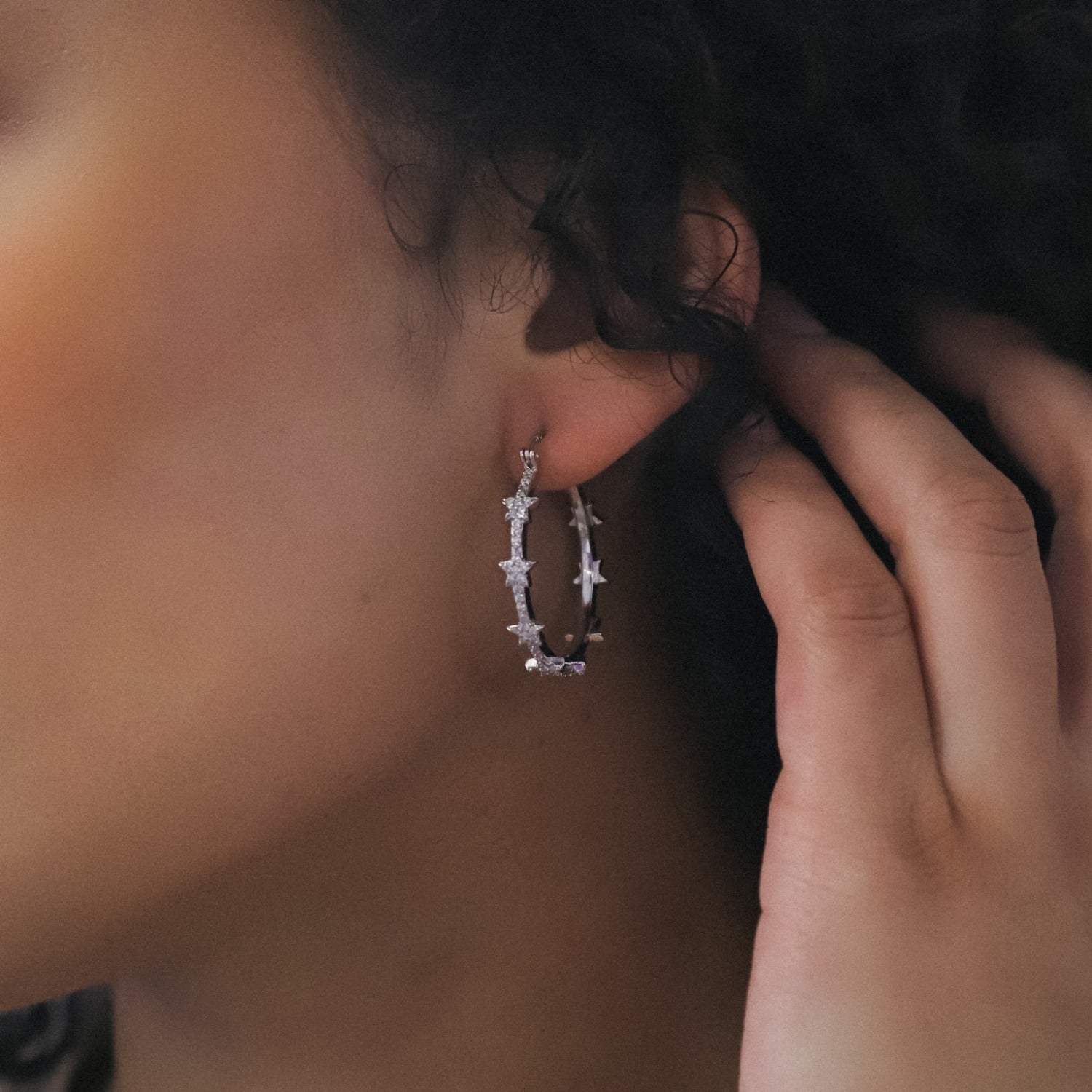 Aneira Star Hoop Earrings | Sterling Silver