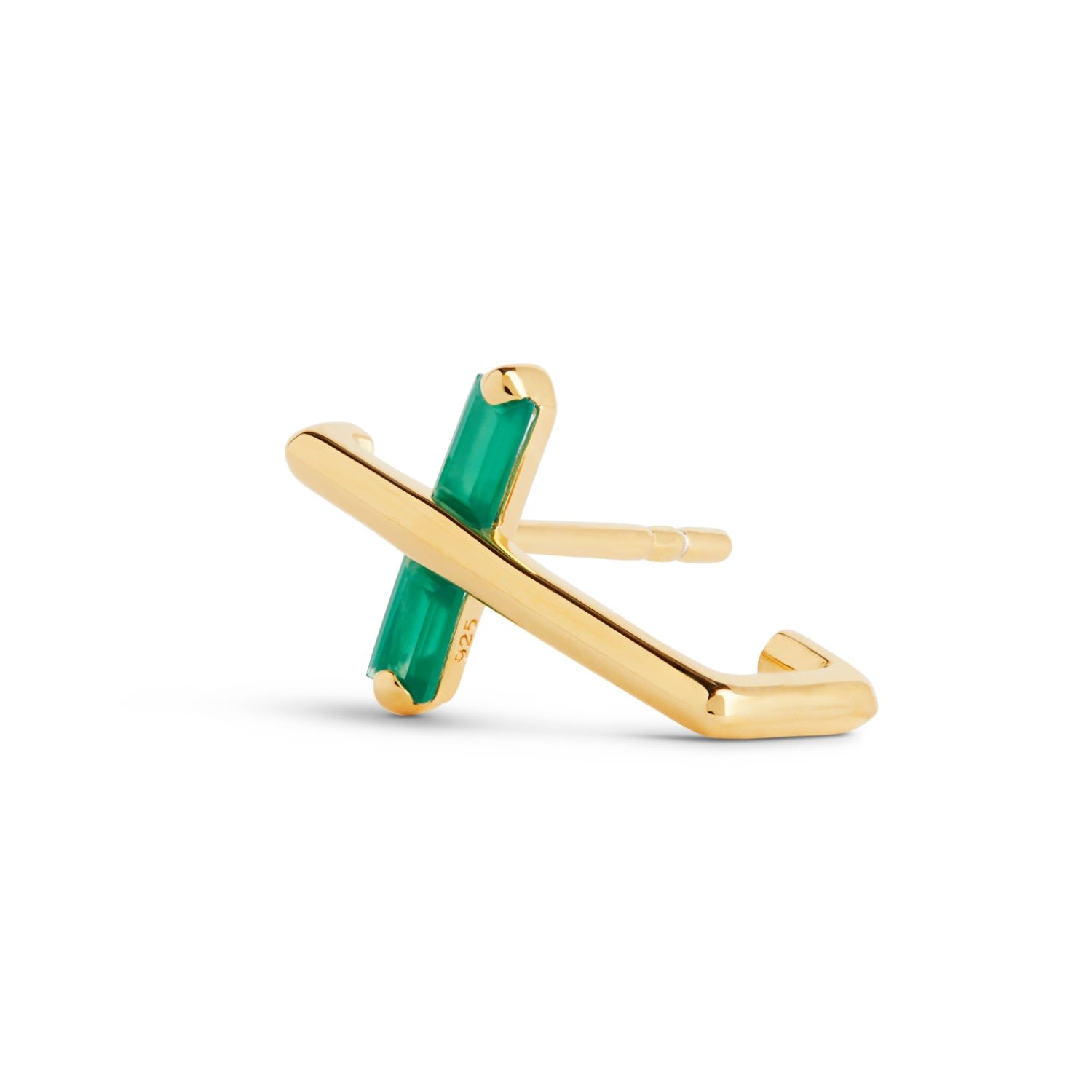 Angel Kiss Earring - May - Green Agate - Gold Vermeil