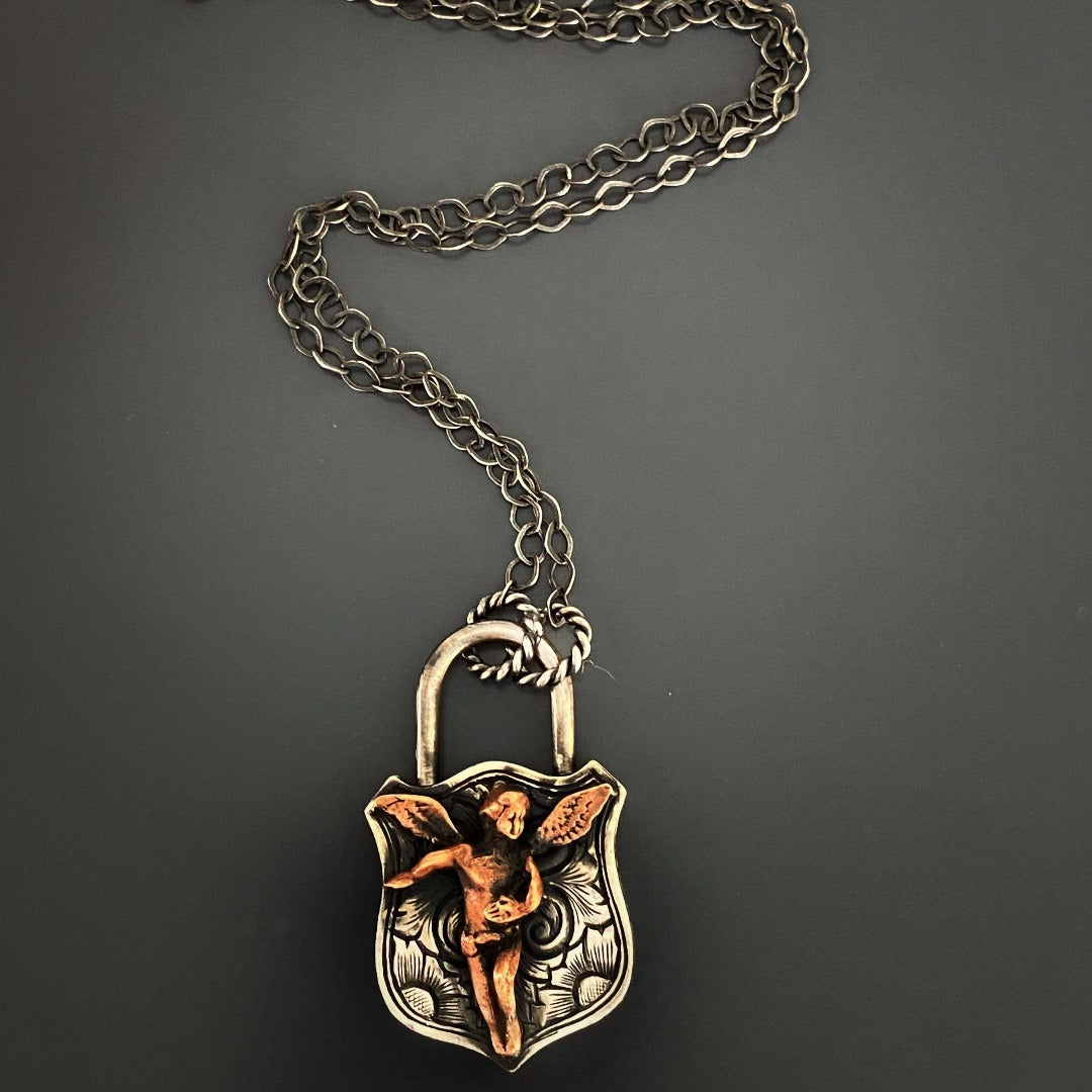 Sterling Silver Guardian Angel Unique Necklace - Silver