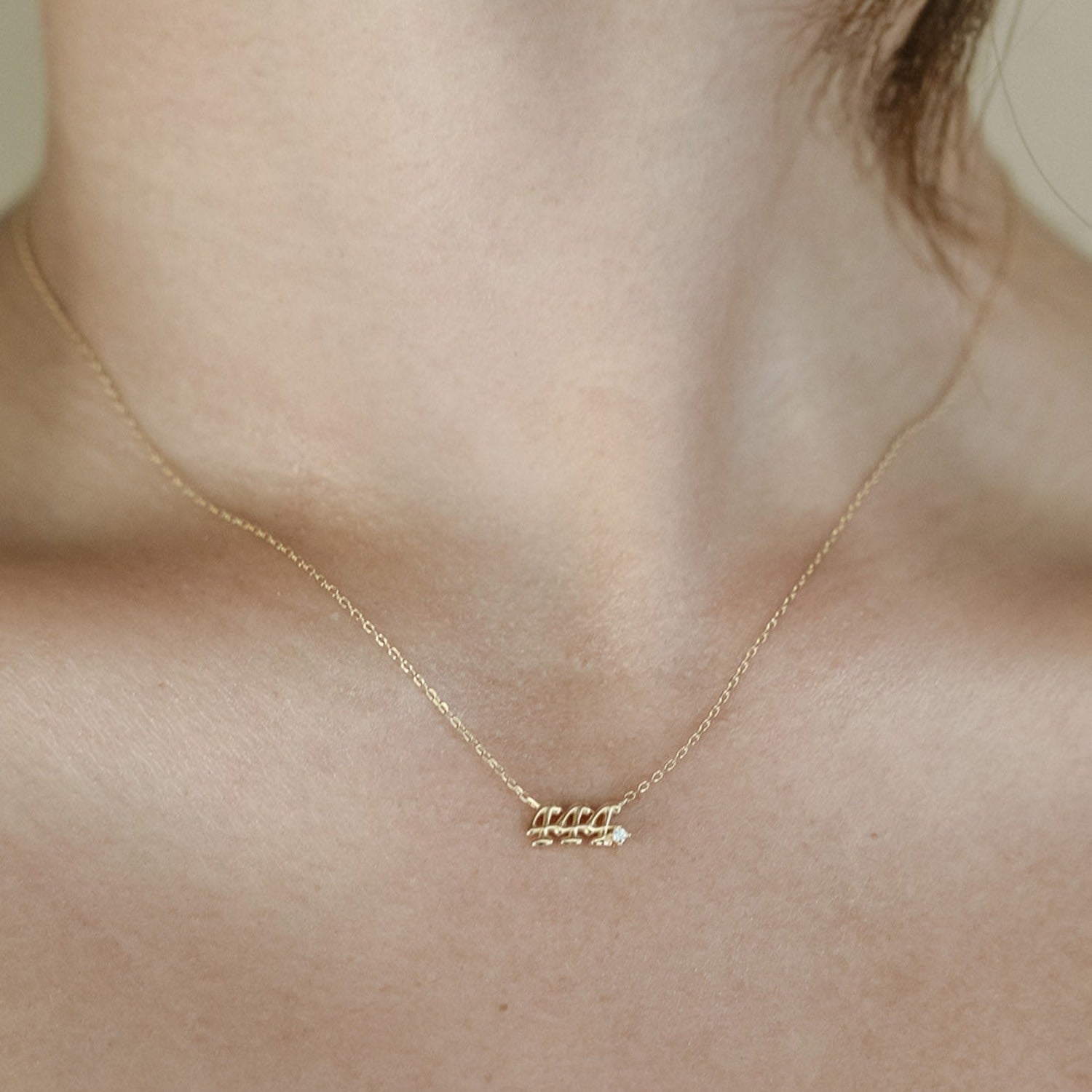 Angel Number Necklace-Four Four Four Necklace-Dainty Gold Necklace