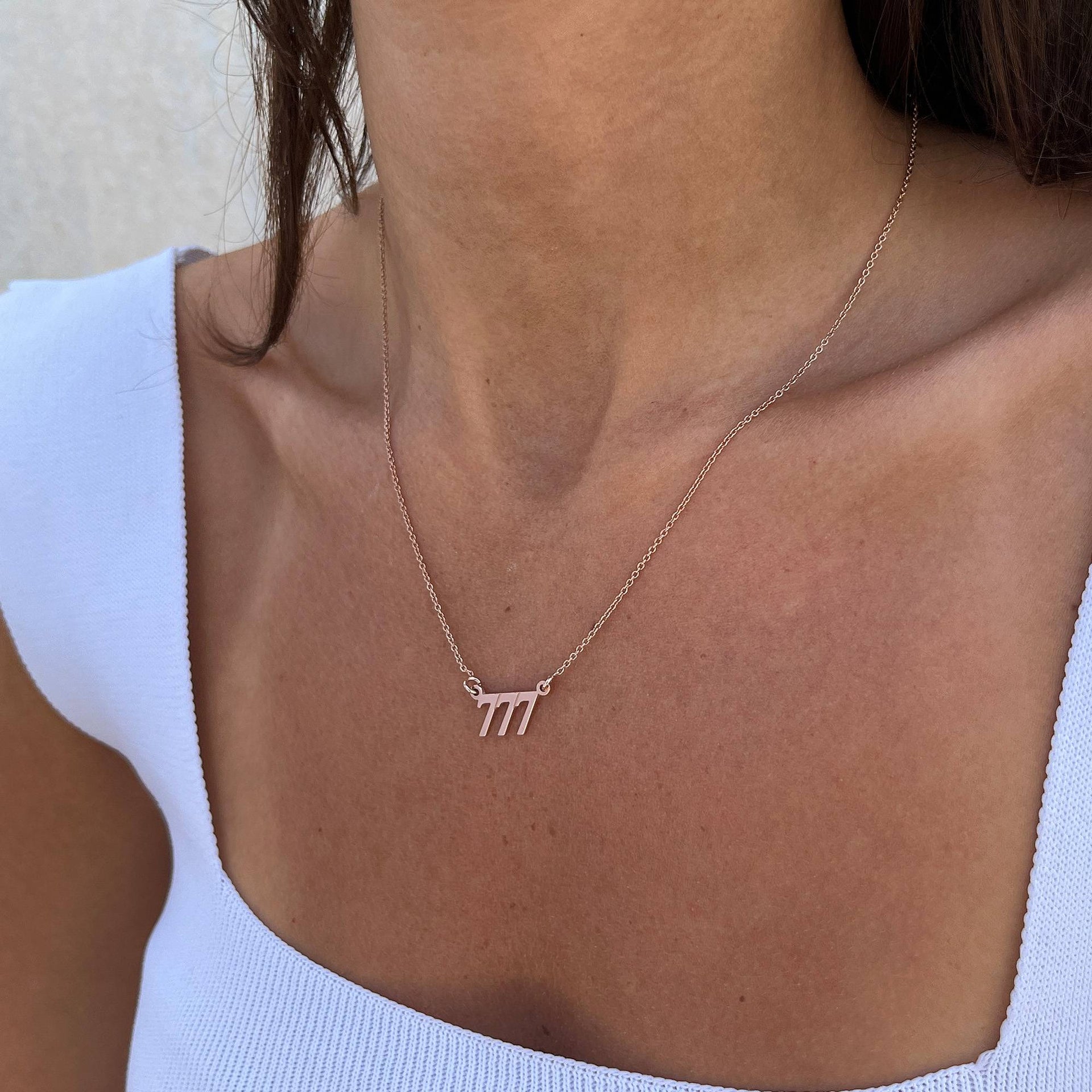 Angel Number Necklace in 18K Rose Gold Plating