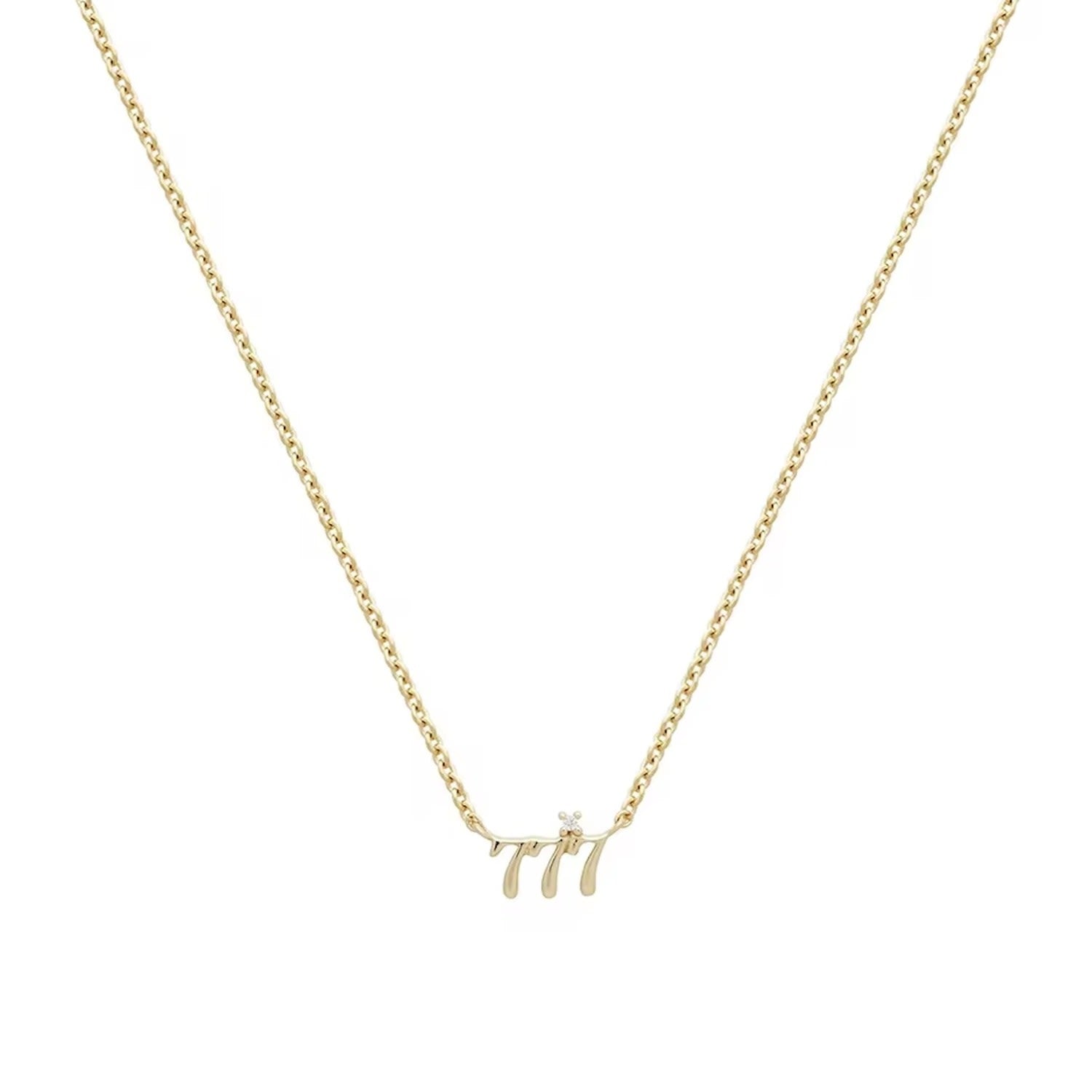Angel Number Necklace-Seven Seven Seven Necklace- Dainty Gold Necklace