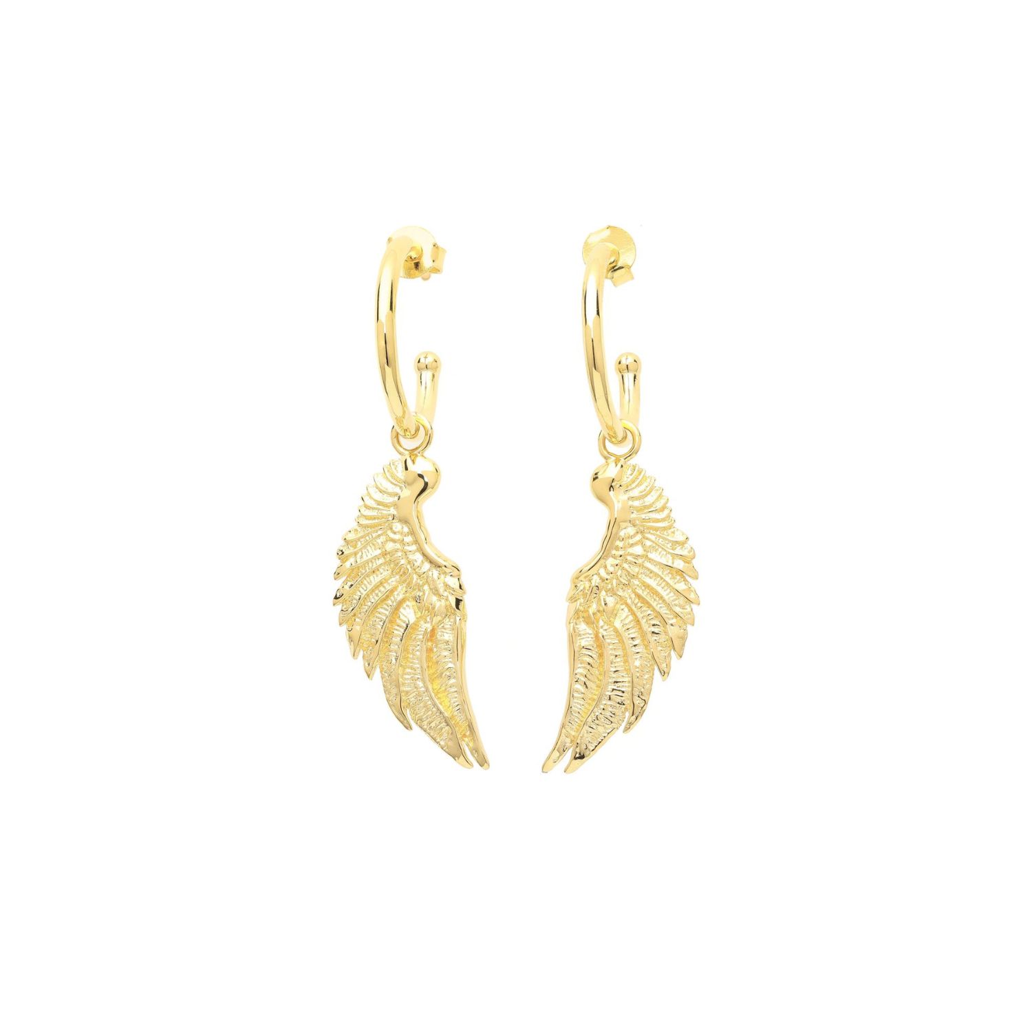 Angel Wing Hoop Earrings, Gold Over Sterling Silver, Seen In Vogue Italy