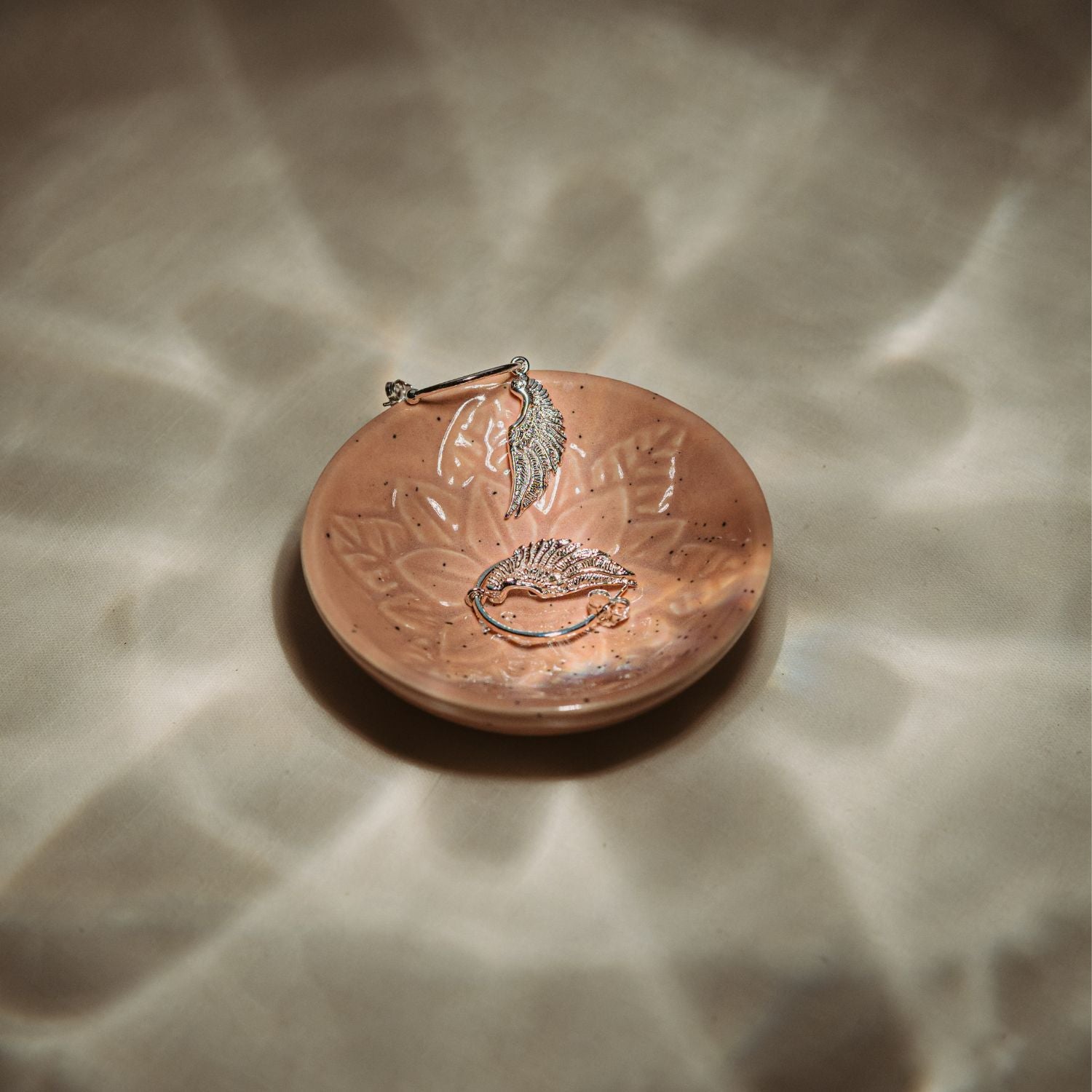 Angel Wing Hoop Earrings, White Rhodium Over Sterling Silver