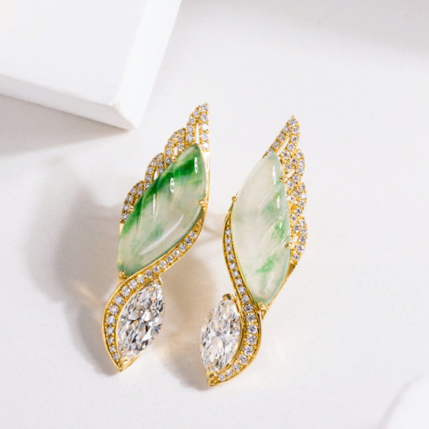 Angel Wing Jade Diamond Earring