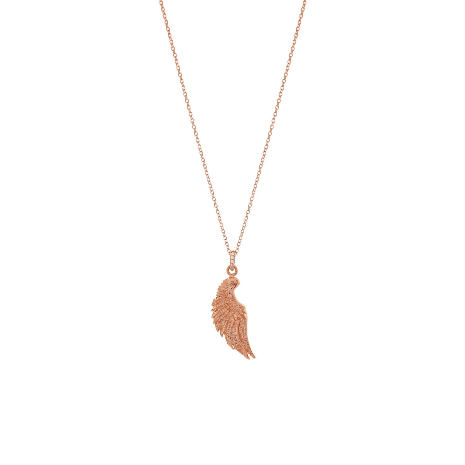 Angel Wing Necklace, Rose Gold Over Sterling Silver