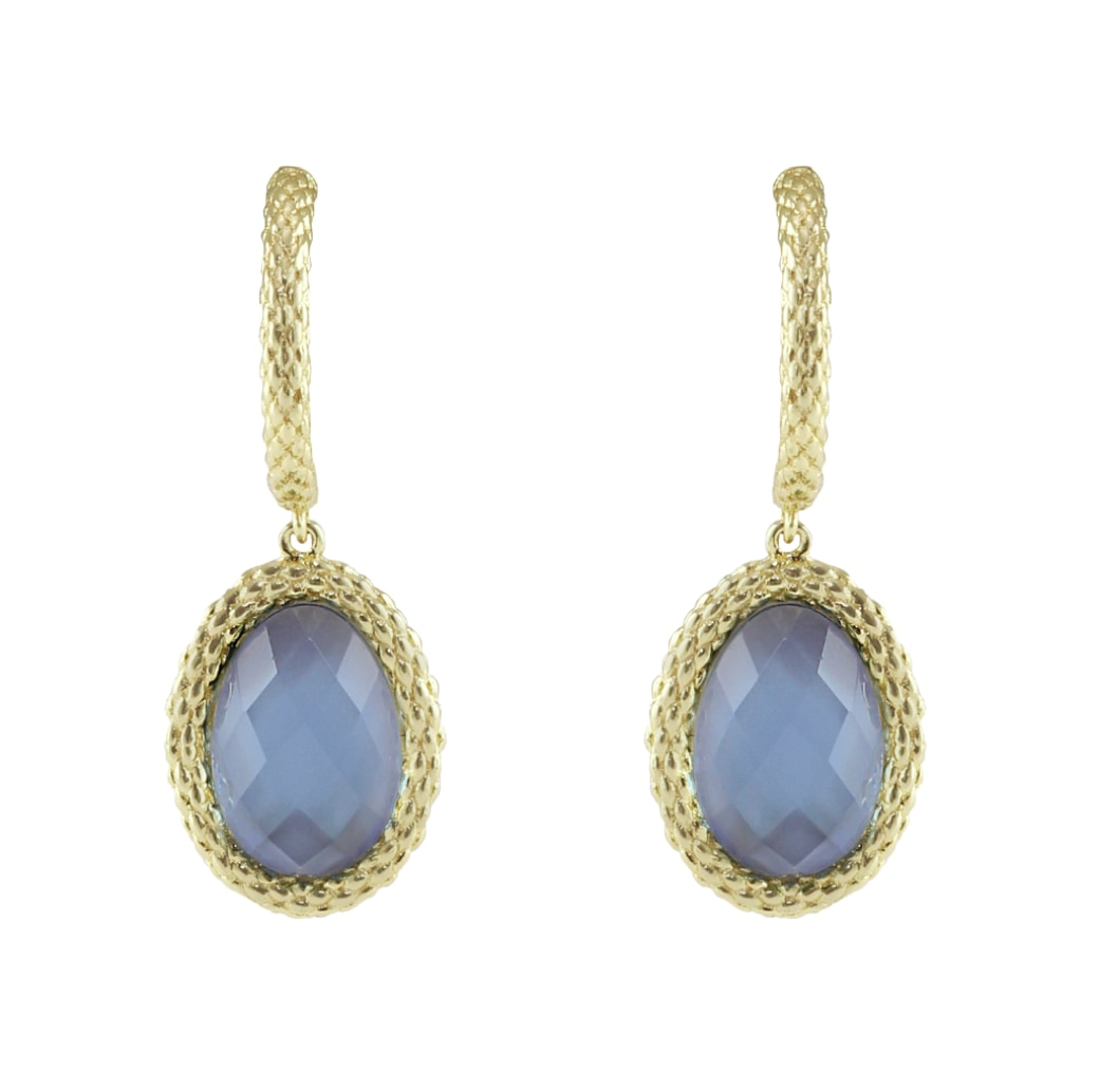 Anika Texture Drop Earrings With Tanzanite Doublet Stone