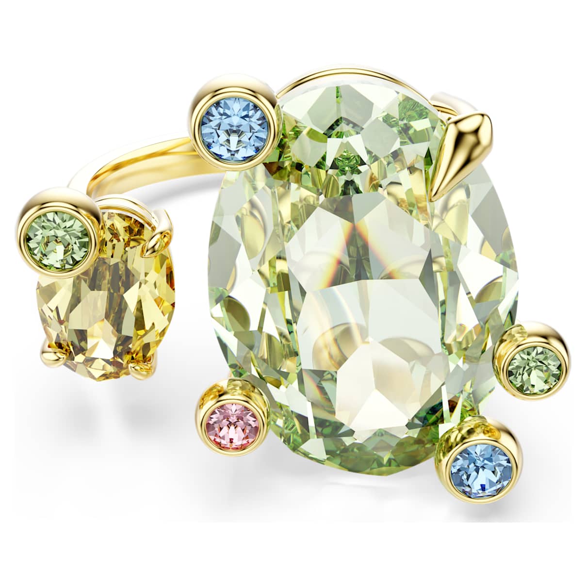 GEMA OPEN RING MIXED CUTS MULTICOLORED GOLD TONE PLATED