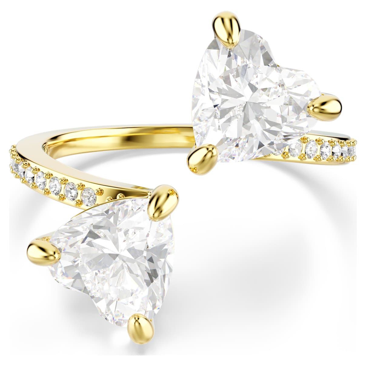 MESMERA OPEN RING HEART CUT PAVE WHITE GOLD TONE PLATED