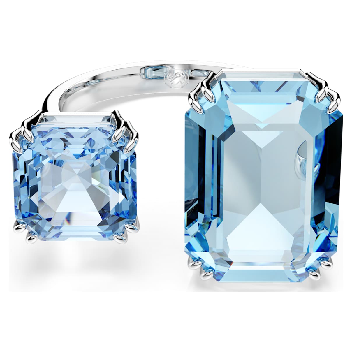 MILLENIA OPEN RING OCTAGON CUT BLUE RHODIUM PLATED