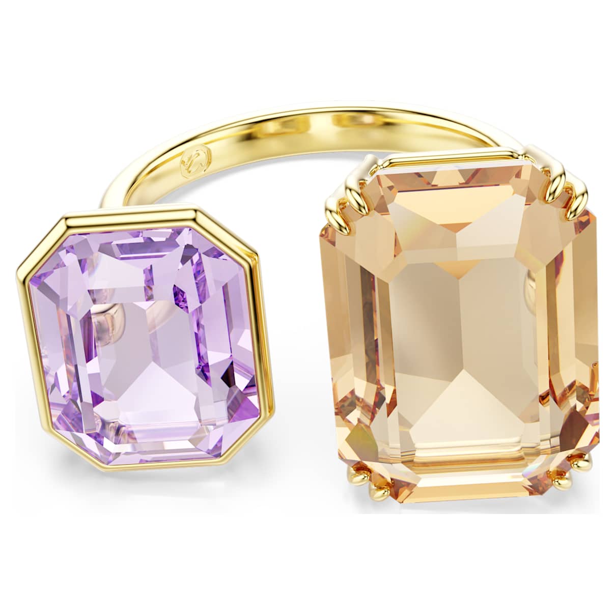 MILLENIA OPEN RING OCTAGON CUT MULTICOLORED GOLD TONE PLATED