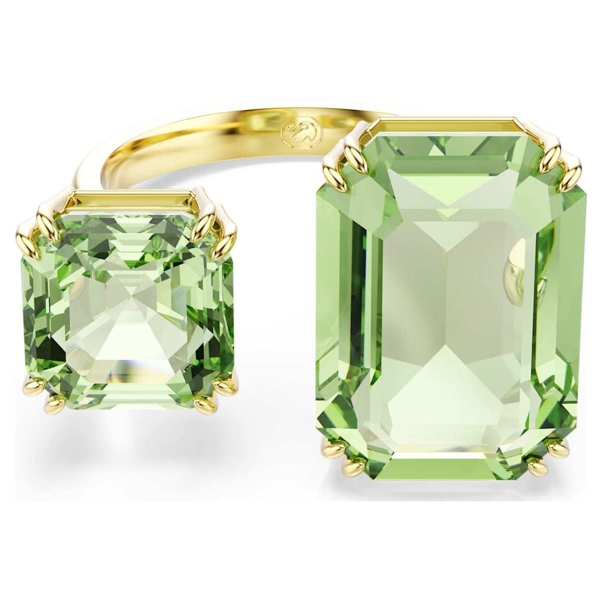 MILLENIA OPEN RING OCTAGON CUT GREEN GOLD TONE PLATED