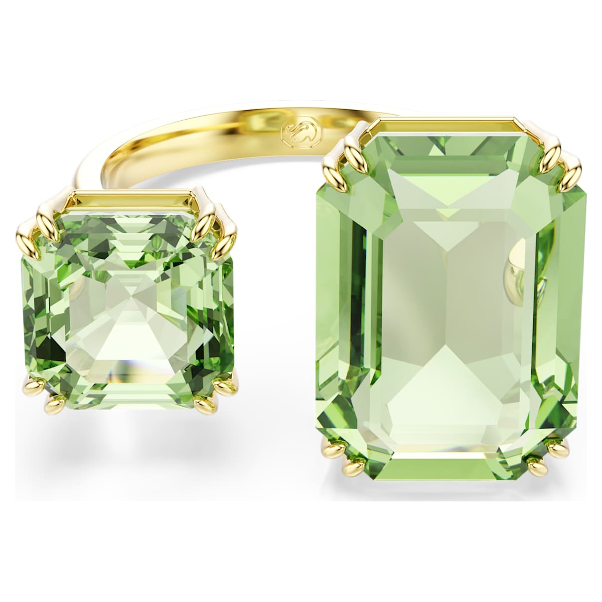MILLENIA OPEN RING OCTAGON CUT GREEN GOLD TONE PLATED