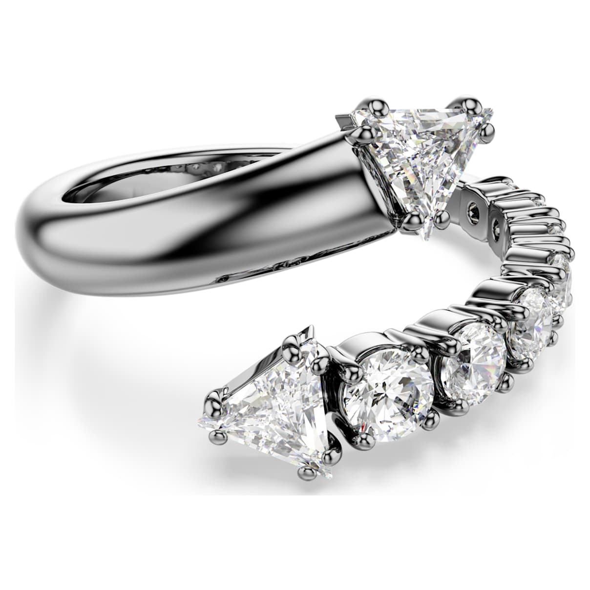 SUBLIMA OPEN RING MIXED CUTS WHITE RUTHENIUM PLATED
