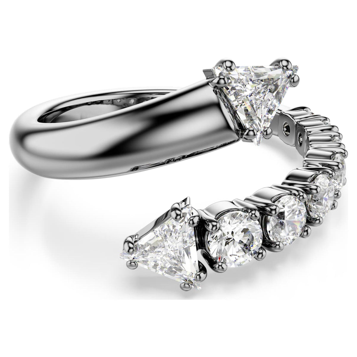 SUBLIMA OPEN RING MIXED CUTS WHITE RUTHENIUM PLATED